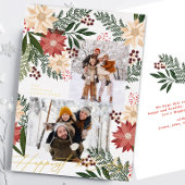 Kerstmis Poinsettia Botanicals Fotocollage Folie Feestdagenkaart