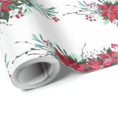 Kerstmis Poinsettia Botanische Patroon Cadeaupapier (Rol Hoek)