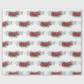 Kerstmis Poinsettia Botanische Patroon Cadeaupapier (Vlak)