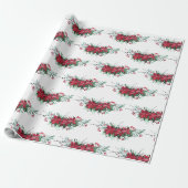Kerstmis Poinsettia Botanische Patroon Cadeaupapier (Uitgerold)