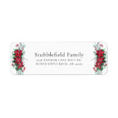 Kerstmis Poinsettia Botanische retour adres Etiket (Voorkant)