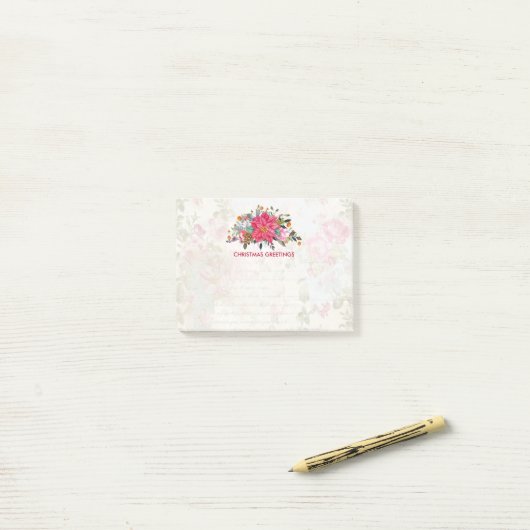 Kerstmis Poinsettia Bouquet over  collage Post-it® Notes (Op bureau)