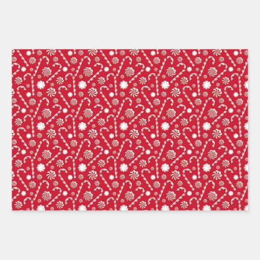 Kerstmis, Poinsettia Bow Candy Cane Candle Red Inpakpapier Vel (Voorkant 2)