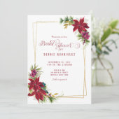 Kerstmis Poinsettia bruids douche uitnodiging (Staand voorkant)