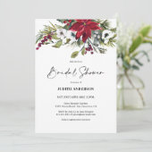Kerstmis Poinsettia bruids douche uitnodiging (Staand voorkant)