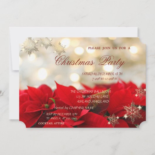 Kerstmis, Poinsettia, CorporateKerstparty Kaart (Voorkant)