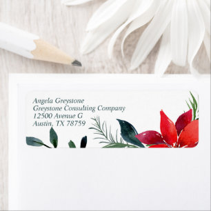 Kerstmis Poinsettia Custom Company Return-adres Etiket