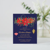 Kerstmis Poinsettia-diner nodigt Red BLUE Gold uit (Staand voorkant)