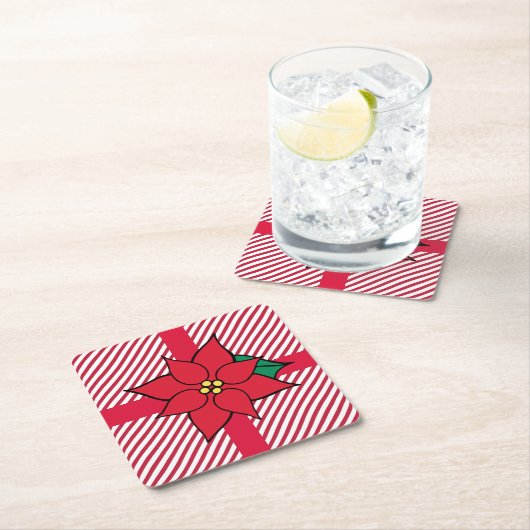 Kerstmis Poinsettia Drank Coasters Kartonnen Onderzetters (Insitu)