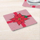 Kerstmis Poinsettia Drank Coasters Kartonnen Onderzetters (Schuin)