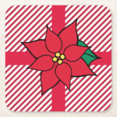 Kerstmis Poinsettia Drank Coasters Kartonnen Onderzetters (Voorkant)