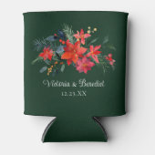 Kerstmis Poinsettia Elegant Floral Green Wedding Blikjeskoeler (Voorkant)