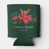 Kerstmis Poinsettia Elegant Floral Green Wedding Blikjeskoeler (Achterkant)