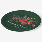 Kerstmis Poinsettia Elegant Floral Green Wedding Papieren Bordje (Gekanteld)