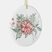 Kerstmis, Poinsettia en Berries Keramisch Ornament (Rechts)
