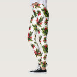 Kerstmis poinsettia en groen patroon leggings<br><div class="desc">Kerst poinsettia en groen patroon op een witte achtergrond.</div>