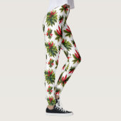 Kerstmis poinsettia en groen patroon leggings (Rechts)