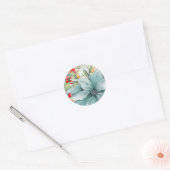 Kerstmis, Poinsettia en rode bessen Ronde Sticker (Envelop)