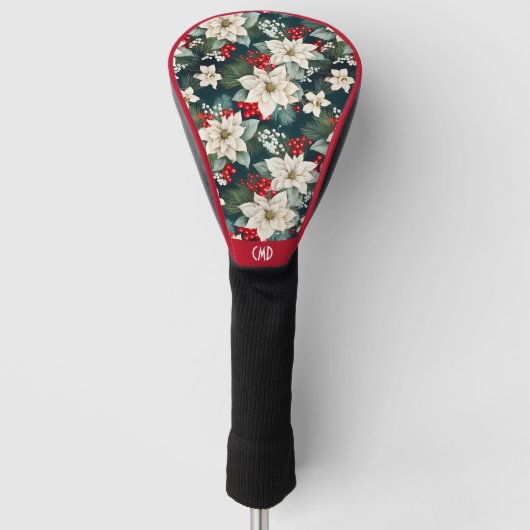 Kerstmis poinsettia en vakantie groen patroon golfheadcover (Voorkant)
