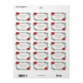 Kerstmis Poinsettia Eucalyptus Elegant Gold Lijst Etiket (Full Sheet)