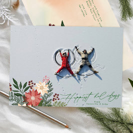 Kerstmis Poinsettia Feestelijke Foto Gelukkigste Feestdagenkaart