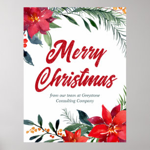 Kerstmis Poinsettia Floral Company Holiday Party Poster