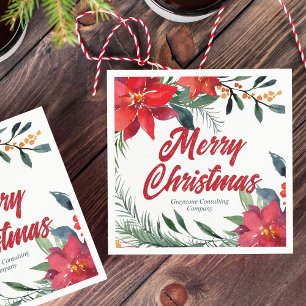 Kerstmis Poinsettia Floral Company Holiday Party Servet