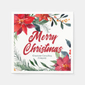Kerstmis Poinsettia Floral Company Holiday Party Servet (Voorkant)