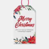 Kerstmis, Poinsettia Floral Custom Company Holiday Cadeaulabel (Voorkant)