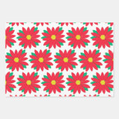 Kerstmis Poinsettia Floral Festive Print op rood   Inpakpapier Vel (Voorkant 2)