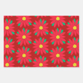 Kerstmis Poinsettia Floral Festive Print op rood   Inpakpapier Vel (Voorkant)