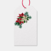 Kerstmis, Poinsettia Floral Flower White Gift Labe Cadeaulabel (Achterkant)
