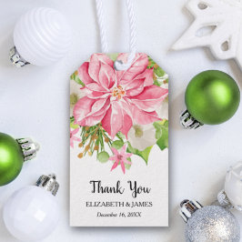 Kerstmis Poinsettia Floral Holiday Favor Cadeaulabel