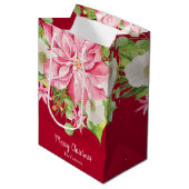 Kerstmis Poinsettia Floral Holiday Red Medium Cadeauzakje (Voorkant Gekanteld)