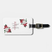 Kerstmis Poinsettia Floral Monogram Bagagelabel (Voorkant horizontaal)