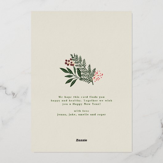 Kerstmis Poinsettia Fotocollage Roos Gold Folie Feestdagenkaart (Achterkant)