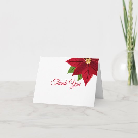 Kerstmis Poinsettia Gevouwen Dank je wel Bedankkaart (Voorkant)