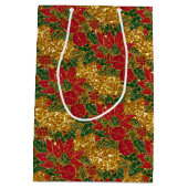 Kerstmis, Poinsettia-GIFT, Gold-M Medium Cadeauzakje (Achterkant)