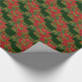 Kerstmis, Poinsettia-GIFT, PAPER-Green Cadeaupapier (Hoek)