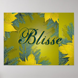 Kerstmis Poinsettia Gold Blisse Poster