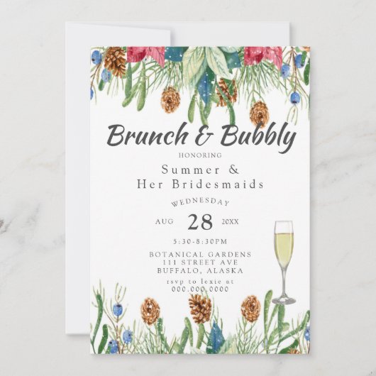 Kerstmis, Poinsettia Gold Bridesmaids Luncheon Kaart (Voorkant)