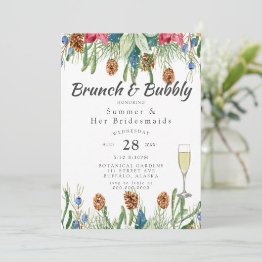 Kerstmis, Poinsettia Gold Bridesmaids Luncheon Kaart (Staand voorkant)