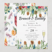 Kerstmis, Poinsettia Gold Bridesmaids Luncheon Kaart (Voorkant / Achterkant)