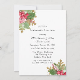 Kerstmis, Poinsettia Gold Bridesmaids Luncheon Kaart