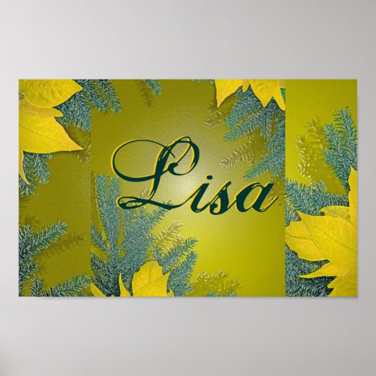 Kerstmis Poinsettia Gold Lisa II Poster (Voorkant)