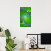 Kerstmis Poinsettia Green Lisa I Poster (Thuiskantoor)