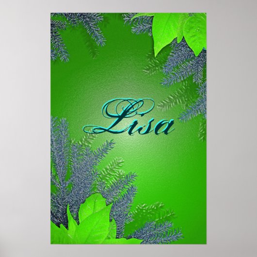 Kerstmis Poinsettia Green Lisa III Poster (Voorkant)