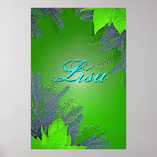 Kerstmis Poinsettia Green Lisa III Poster (Voorkant)