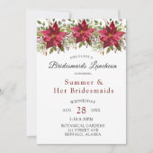 Kerstmis Poinsettia Greenery Bridesmaids Luncheon Kaart (Voorkant)