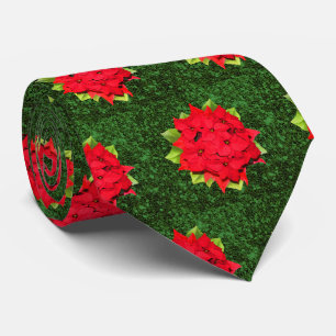 Kerstmis Poinsettia (Groene Glitter achtergrond) Stropdas